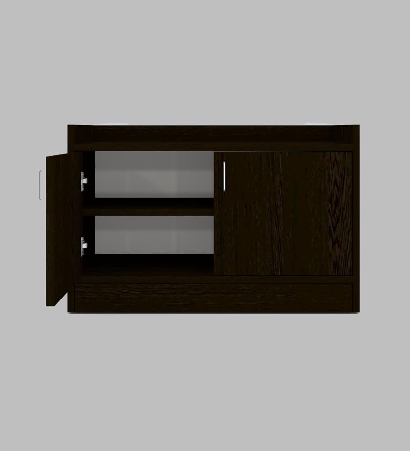 Image of SPECIALITY PANELS 2 Door Shoe Rack with Cushion | 2 Door Shoe Cabinet with Storage Bench | Shoe Organizer for Entryway Home Living Room | 75 x 49 x 37.5 cm Storage | DIY Assembly | Dark Brown Wood