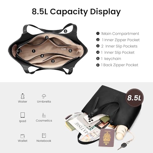 Image of befen Genuine Leather Tote Bags for Women, Real Leather Shoulder Handbags Satchel Purses with Adjustable Strap