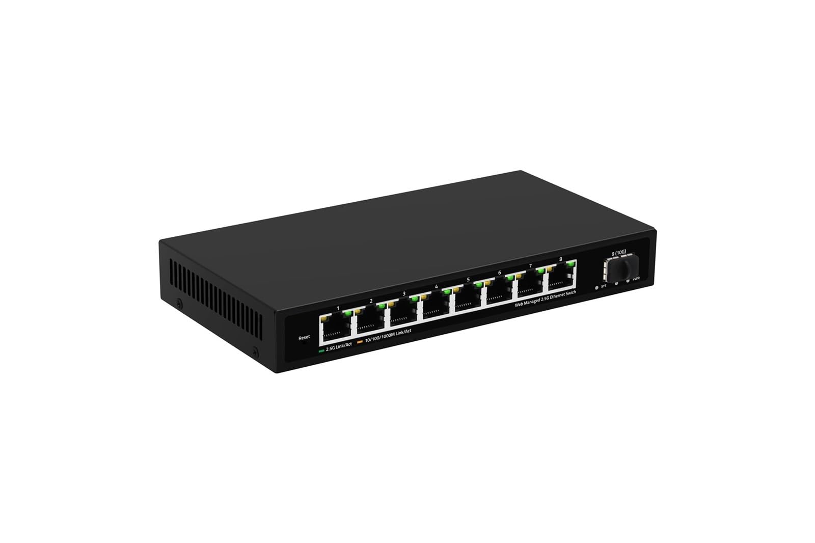 Commutateur géré 2,5 GbE 8 ports 2,5GBASE-T Commutateur réseau 10G SFP+ Emplacement Uplink Gestion Web QOS VLAN LACP Sans ventilateur