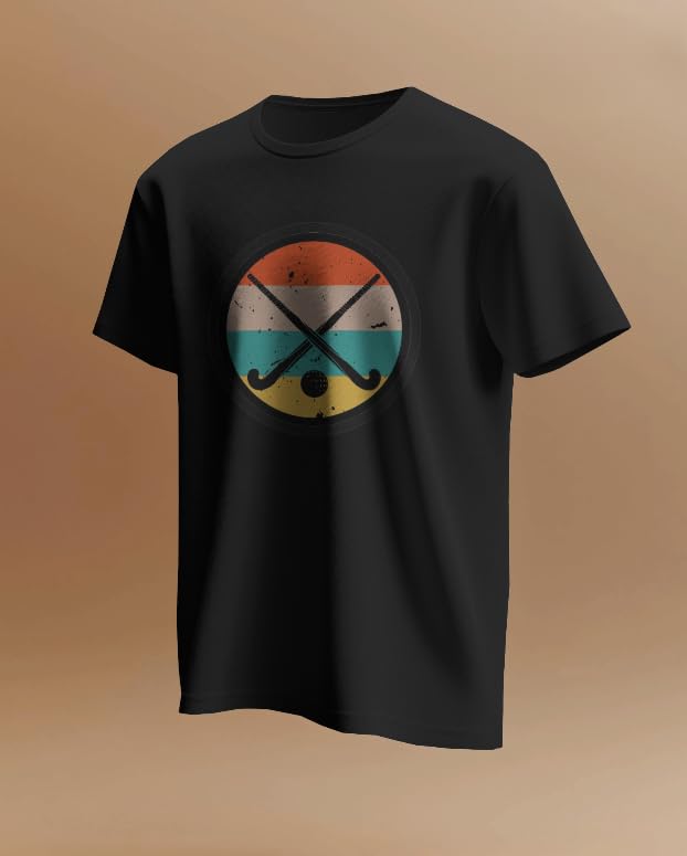 VASAL Hockey Training & Gym T-Shirt | Unisex Sportswear | Breathable Sweat-Absorbent Dotted Fabric | Skin-Friendly & Durable (in, Alpha, L, Regular, Black) 1