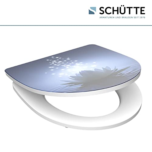 SCHÜTTE WC-Sitz Duroplast HG WATER LILY Hochglänzender Toilettensitz mit Absenkautomatik, Schnellverschluss für die einfache Reinigung, max. Belastung der Klobrille 150 kg, Motiv 82582