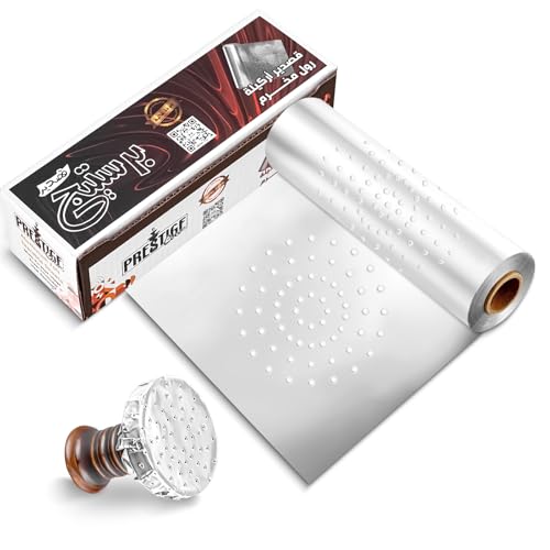 Hookah Foil Pre Punched Shisha Aluminum Foil Roll for Bowl & Heavy Duty Pre-Poked Cover Screen Easy to Tear and Replace Diameter 5.5 Inches Thickness 0.035mm 1 Roll (33Ft/10m)