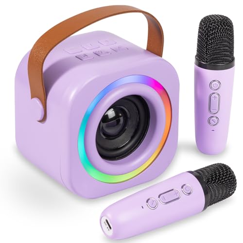Mini Karaoke Machine for Kids with 2 Wireless Mics,Voice Changer ...