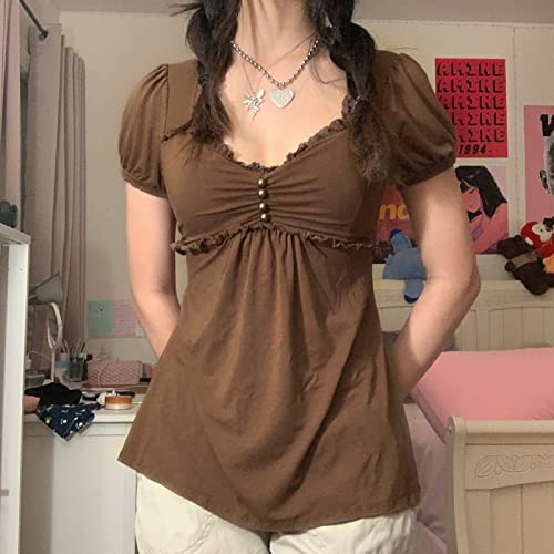 Fairy Grunge Y2k Shirts Vintage Graphic Print Aesthetic Crop Tops Short Sleeve 90s E Girls Slim Fit Summer Tees2