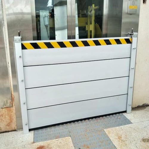 Heavy Duty Aluminum Flood Protection Barrier with Reflective Warning Strip, Removable Water Stopper Panel for Driveways, Rivers, Construction & Garage Entrances (Size: 130x60cm)(140 * 40cm)