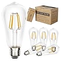 PUIPUM Edison Bulbs 60 Watt Led, Led Edison Bulb, Vintage e26 Edison Bulb, ST58 led light bulb,Warm White 2700k, 80CRI, 700 Lumen, Edison Bulbs for Home, 6 Pack, Clear,Non-Dimmable