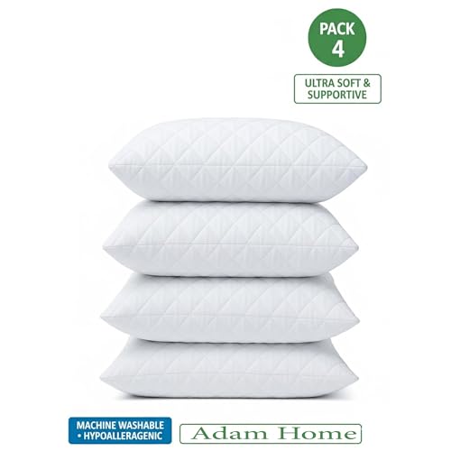 Adam Home Cushion Inserts 50cm x 50cm (20" x 20" inches) 4 Pack Hotel Quality Polycotton Quilted Cover Hypoallergenic Fluffy White Cushions Inner Bounce Back Hollowfibre Cushion Pads for Sofa - Image 4