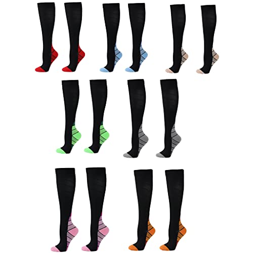 Socks,Unisex Colored Elastic Simple Compression Stockings Outdoor Cycling Running Breathable Sports Knee High Socks4