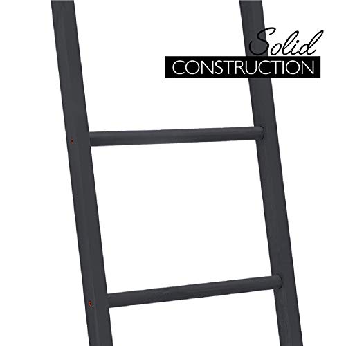 BALIBETOV Premium Pine Wood Decorative Ladder, Blanket Ladder, Towel Ladder Blanket ladders for The Living Room, 5ft Tall Decorative Ladder for Blankets (Black, 5.00)