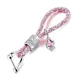 Kristall Auto Schlüsselanhänger für Frauen Glitzer Strass Schlüsselanhänger Ring Gurt mit Charms Schlüsselanhänger Zubehör Autoschlüssel Dekor, rose, M