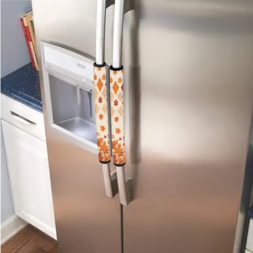 Image of Fall Decor Refrigerator Door Handle Covers Set of 6 Washable Kitchen Appliance Decor Handles Keep Clean Anti-Slip Fridge Accessories Home Decor, Maple Leaf Autumn Beige
