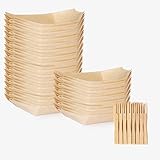 DATOS. 50 cuencos de madera de 24,5 cm de largo x 12 cm de ancho. 100 tenedores de bambú de 9 cm. Si tienes experiencia en el sector sabrás que el gran fallo de un producto como este es que sea demasiado pequeño, con este producto hecho a medida te aseguramos que esta vez eso no te va a pasar.