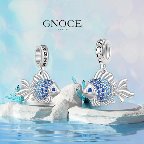 Image of GNOCE Ocean World Cute Animal Charm Beads,925 Sterling Silver Dangle Charms Fit Bracelets & Necklace, Hand-Finished Keepsake Travel Jewelry Gift for Women Men BBF