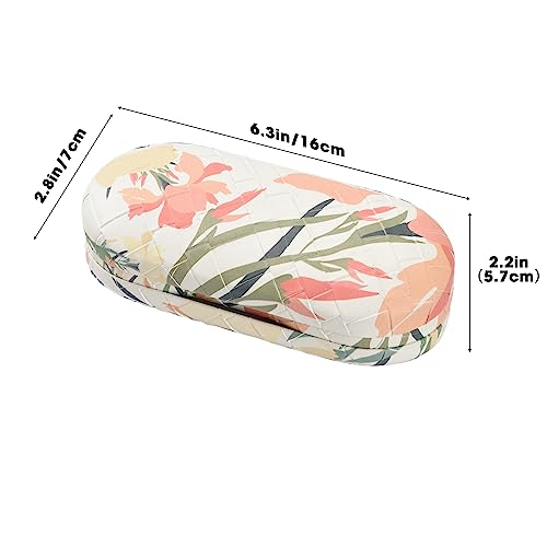 Zettokete 2 in 1 Contact Lens and Glasses Case,Double Sided Dual Use Design with Mirror, Tweezer and Contact Lens Solution Bottle,Portable Soak Storage Kit for Travel,Office(Beige Flower)