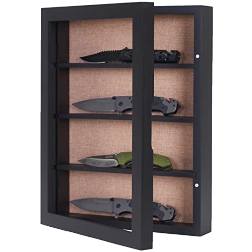 BECTSBEFF 12x16 Shadow Box with 3 Removable Shelves, Black