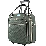 EMPSIGN Carrito de viaje de 16 pulgadas con ruedas, multifuncional, con cremallera dorada, Army Verde-Oro