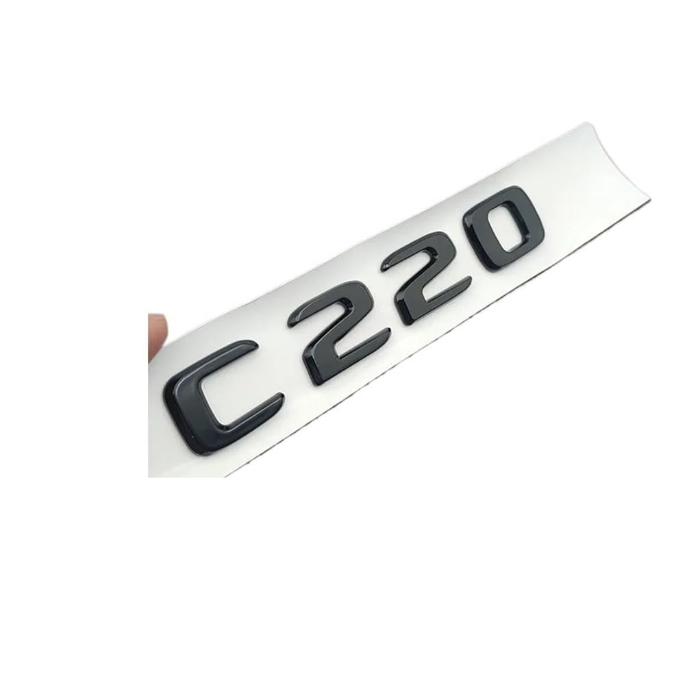 YTQMoreBNZ YYDStes ABS Chrome Black Logo C220 Emblem Letters Car Trunk Badge Compatible With Mercedes-Benz W204 W205 C 220 C220