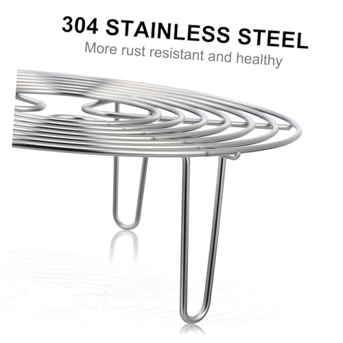 Cabilock Round Stainless Steel Cooling Rack Versatile Steamer Rack for Air Fryer Stockpot High Leg Design for Baking Cooking Cooling Wire Structure for Improved Air Circulation - Image 3