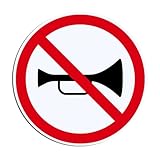 No Horn Trumpet Sounding Prohibited Loud Noise Restriction Warning Sign Sticker Vinyl Decal Laptop Car Accessories 4.5 inch