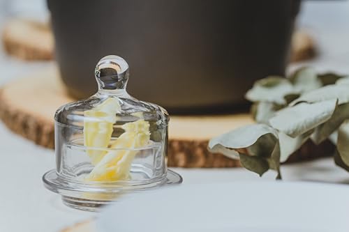 Artesà Glass Butter Dish, Small Cloche Holder with Lid for Serving Butter, Spread, Cheese, Pate and Tapenades, 9 x 9.5 cm, Clear Glass - Image 4