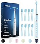 7AM2M Sonic Electric Toothbrush for Adults and Kids- High Power Rechargeable Toothbrushes with 8 Brush Heads,5 Adjustable Modes, Built-in 2-Minute Smart Timer,4 Hours Fast Charge for 75 Days(Blue)