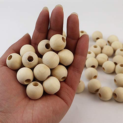 Aqueens 100Pcs 15Mm Natural Wood Beads Unfinished Round Wooden Loose Beads Wood Spacer Beads For Craft Making,6.5Mm Hole #TOP5