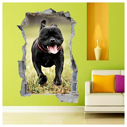 Staffordshire bullterrier personal valp hund 3D väggklistermärke väggdekor CS92
