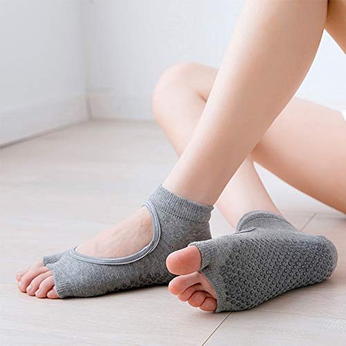 2 Pairs Open Toe Yoga Socks for Women Non Slip Grip Sock for Pilates Sports3