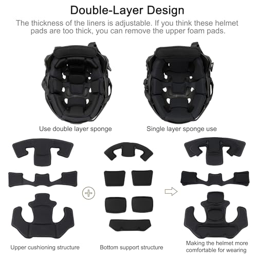 Qavctw Tactical Helmet Pads,Memory Foam Helmet Liner,Replacement Helmet Cushion,Universal Absorption Padding, Comfort Fit for Airsoft,Bike,Motorcycle,Fast,MICH,ACH Helmets