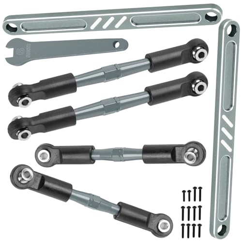 BRCatWPark RC Turnbuckles Camber Links Upgrades Parts for Ecx 1/10 2WD Ruckus Axe Brutus Circuit AMP MT AMP DB AMP Crush K&N Torment,6PCS Aluminum Adjustable Turnbuckles Links,w/Spanner,Titanium