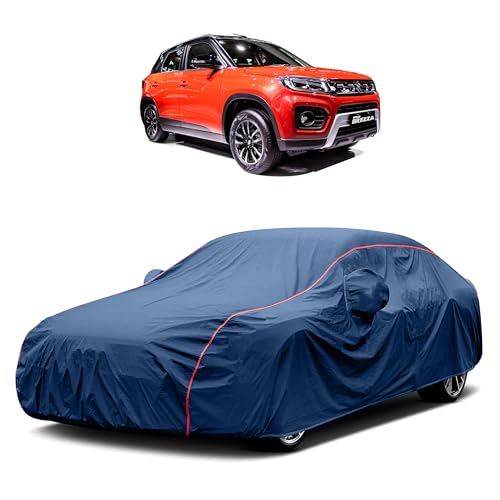 Image of Heavy-Duty Car Cover for Compatible with Maruti Vitara Brezza (2016 to 2025 All Models) Deluxe Car Protection Cover ? Waterproof & UV-Resistant All-Season Exterior Protection