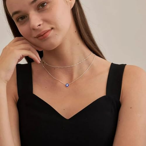 Tiny Blue Evil Eye Choker Necklace for Women Lucky Protection Charm Aesthetic Jewelry3