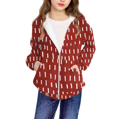 Fashion Fleece Sweatshirt Jacket Girls Floral Print Comfy Hooded Casual Loose Zipper Hoodie for Teen Kid Unisex 4-12 Y