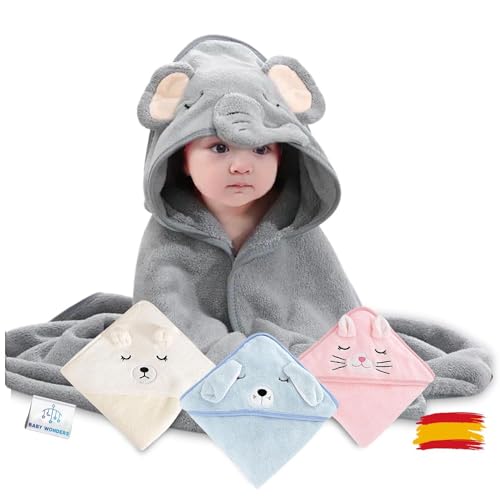 Baby Wonders® Capa de Baño para Bebé con Capucha, Bata Infantil, Albornoz Para Niños, Batin Niños, Albornoz Bebe, Bata Niña Casa, Albornoz Polar. Bata Piscina, Bata Toalla Niños (Gris)