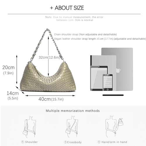 JINMANXUE Woven Bag for Women, Fashion Top Handle Shoulder Bag Soft Vegan Leather Shopper Bag3