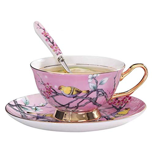 YBK Tech Euro Style Cup& Saucer Set Art Bone China Ceramic Tea Coffee