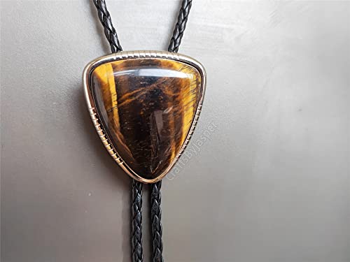 Image of Turquoise Agate Granite BOLO Tie for Men Women Leather Wedding Necklace Western Cowboy Necktie
