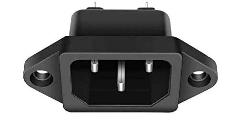 Star AC 250V 10A IEC 320 C14 Panel Mount Plug Adapter Power Connector Socket with Spring Cover Black Screw Mount 3 Pins Inlet Power Plug Socket (PACK OF --image-3