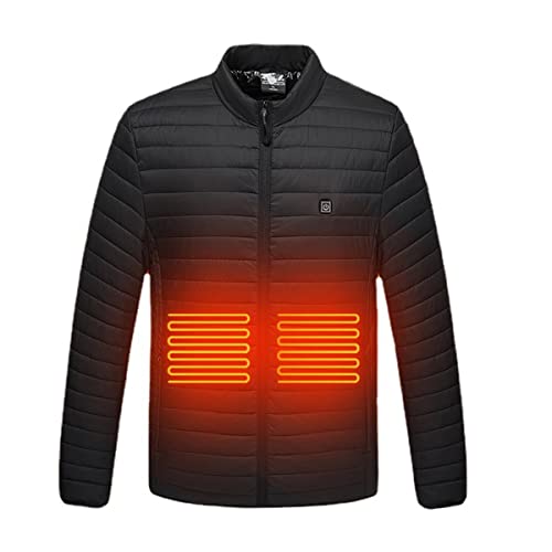 GJFZMD USB Beheizte Jacke waschbar, schwarz mit Kapuze Heizjacke for Frauen Männer Skijacke Wintermantel mit 3 Zone 3 Getriebe Temperatur (Keine Power Bank) (Size : 3XL) Cover