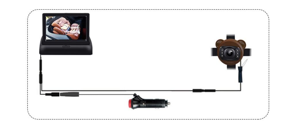 BW Espejo de cámara de coche para bebé, visión nocturna, espejo de asiento de coche de bebé, pantalla de espejo de coche con función de visión nocturna de 4.3 HD, cámara de coche ajustable con visión