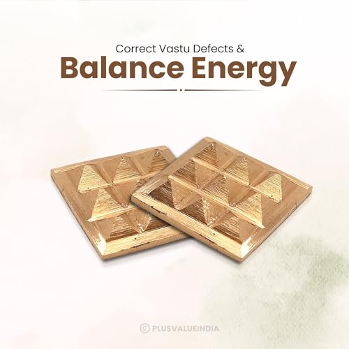 Image of Plus Value Pure Copper Vastu Pyramid Chips Cure Multiple Vastu Dosha Defects Without Breaking Walls Home, Office Dehleej Cash Box Decor Item Positive Energy (9 Pcs)
