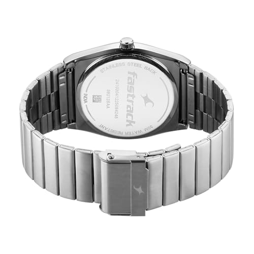 Image of Fastrack Stunners XI with Quartz Analog Dark Purple Dial Silver Stainless Steel Strap Watch for Men - 38212SM02