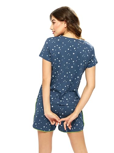Image of LOTIK Women's Cotton Star Print Top & Shorts Nightwear Set