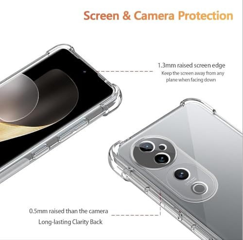Image of Lustree Compatible with vivo V40E 5G Back Cover| Clear + TPU Case with 4 Corner Air Cushion Protection & Camera Protection | Slim& Stylus Cover for vivo V40E 5G
