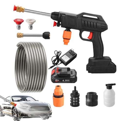 Hidrolimpiadora inalámbrica | Limpiador para exteriores, hidrolimpiadora recargable para el lavado de coche con manguera de 5 metros, para coche, jardín, plantas, patio, patio y detalles