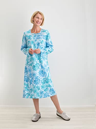 Silverts Hospital Gowns for Women Open Back, Night Gowns for Elderly Women, Adaptive Clothing for Seniors, Elderly Nightgowns, Dementia Clothing - Plaid Posies SMA - Thumbnail 4