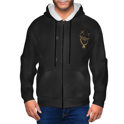 Mask Bitcoin Chain Crypto Money Coin Blockchain Hoodies for Men's Zipper Hooded Sweatshirt Black - Image 7