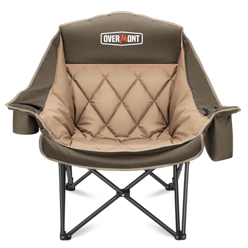 Overmont Oversized XL Camping Chair for Adults - 400lbs Support Heavy-Duty Padded Folding Chair with...