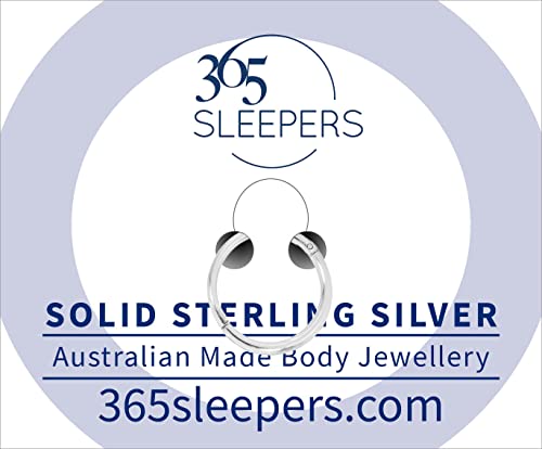 365 SLEEPERS 925 Solid Sterling Silver Australian Made 8mm - 14mm Hinged Sleeper Earrings Nose Lip Septum Tragus Hoop Segment Ring Nickel Free Hypoallergenic2