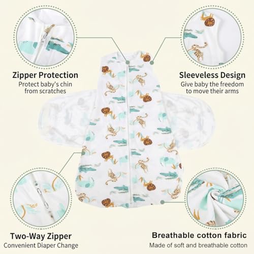 Image of SNOWIE SOFT Baby Swaddles for Newborns 3-12 Months, 100% Cotton Baby Swaddle Wrap for Newborns Arms Up Newborn Sleeping Blanket Zipping Infant Sleeping Bag Sleep Sacks for Startle Reflex for Infant